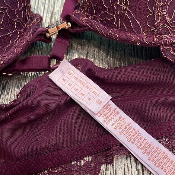 Savage X Fenty Burgundy Lace Bra 36B - Picture 2 of 7
